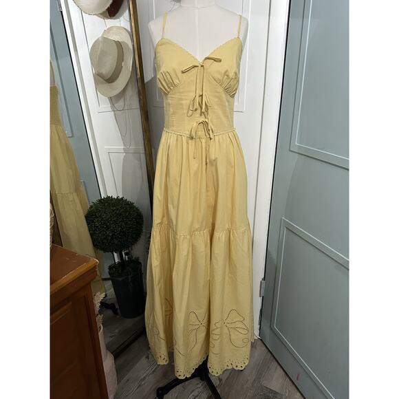 Moon River Rosemary Yellow Bow Detailed Maxi Dress Size Small - Picture 7 of 9
